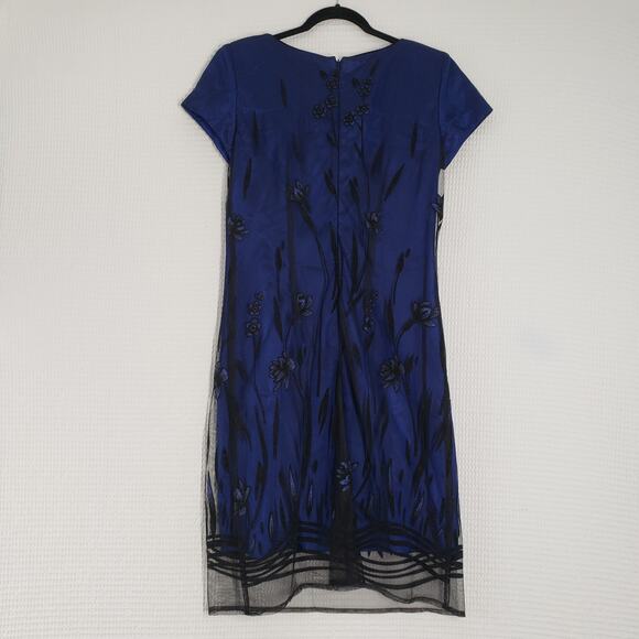 Vintage Virgo II Cocktail Dress Womens 6 Blue Velvet Burnout Sheer Goth Fairy - Picture 2 of 16
